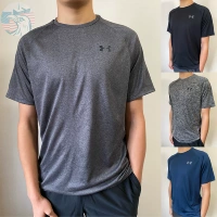 Under armour, быстросохнущая спортивная футболка с коротким рукавом для спортзала, (в наличии на складе), для бега, свободный крой