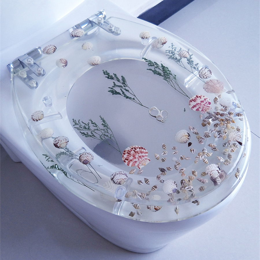 Transparent resin toilet cover U type V type O common household toilet cover thickness slow - down old toilet plate accessories