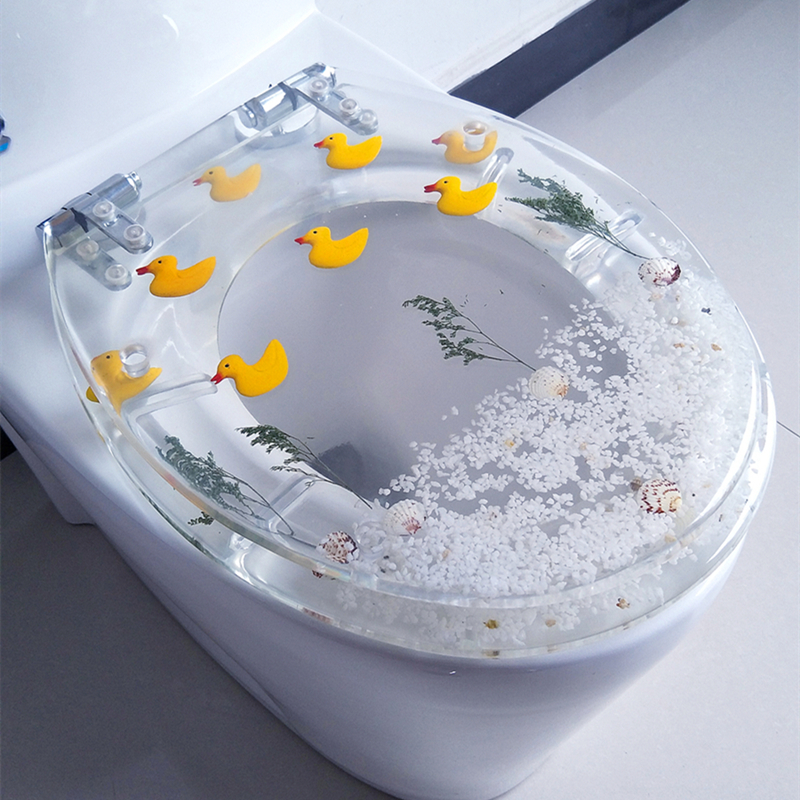 Transparent resin toilet lid Home Universal toilet plate Horse lid UVO type old thickened slow down mute fitting