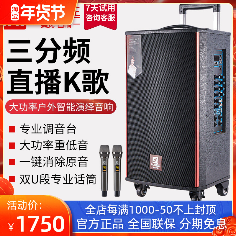 Manlong Square Dance Audio Outdoor High Power Live Performance K Song Wireless Microphone Bluetooth Mobile Rod Speaker