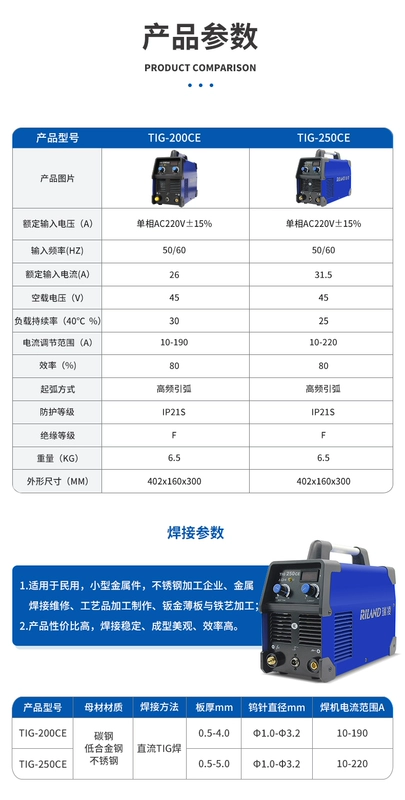 Ruiling WS200S/250S/300S DC công nghiệp cấp thép không gỉ đồng nguyên Argon máy hàn hồ quang 220V hộ gia đình tần số cao