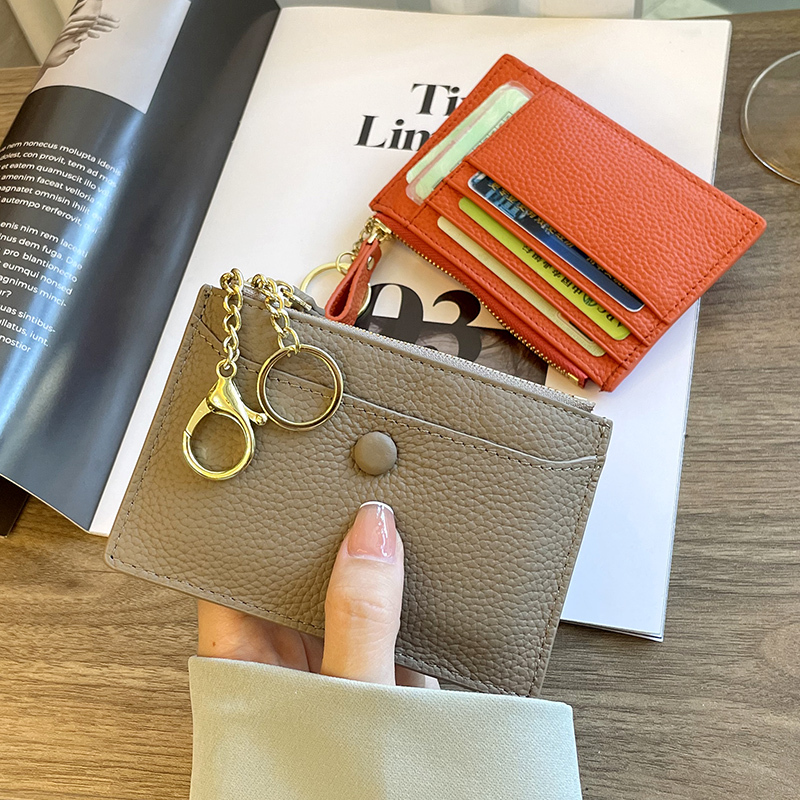 Coin Purse for Women, Mini Small Bag, ins Coin Holder, Compact Card Holder, Two-In-One Portable Keychain, Genuine Leather Storage