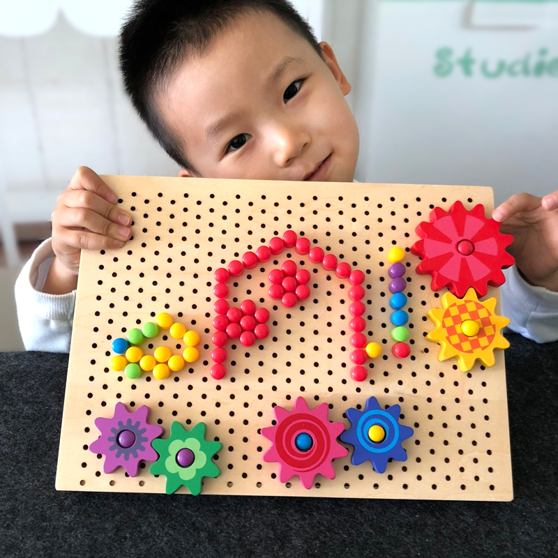 Child Mushroom Nail Parquet Jigsaw Puzzle Baby Puzzle Force 3-5 Year Old 6 Male Girl Flight Chess Game Toy