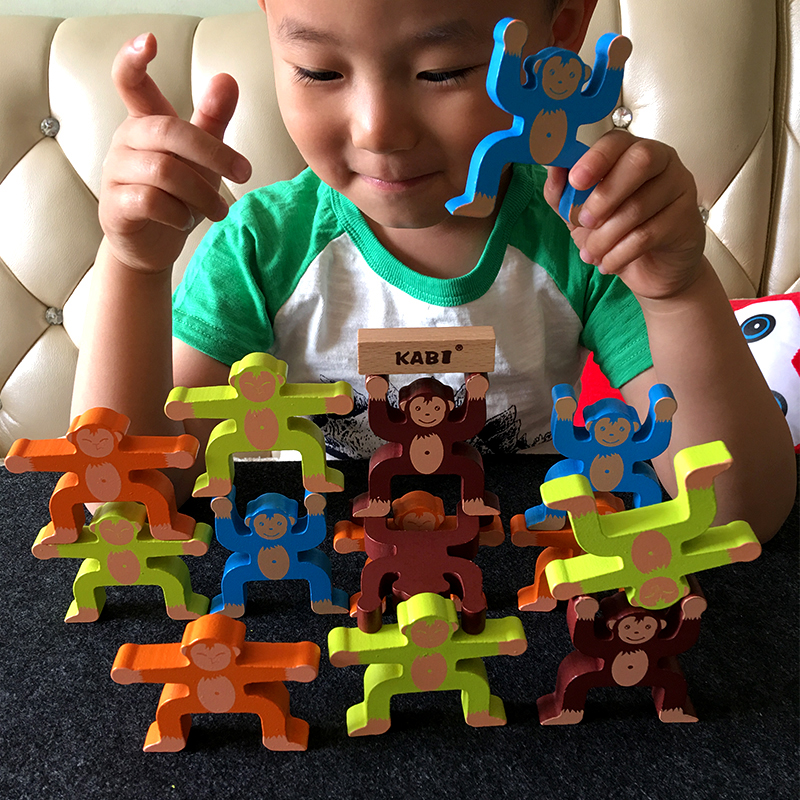 Children's Monkey Balance Game Wooden Early Teaching Hand Eye Coordination Training Hand Toys 2345