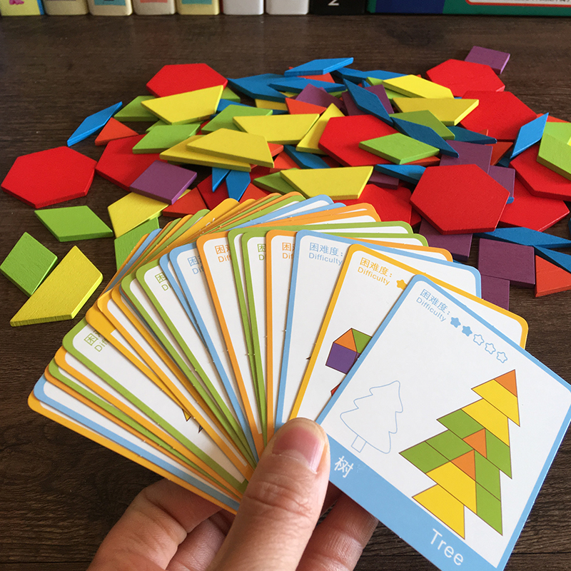 Children's Intellect Jigsaw Puzzle of Wooden Geometric Shapes 7 Smart Boards Early Teach Kindergarten Toys 3-5-6-year-old Gift