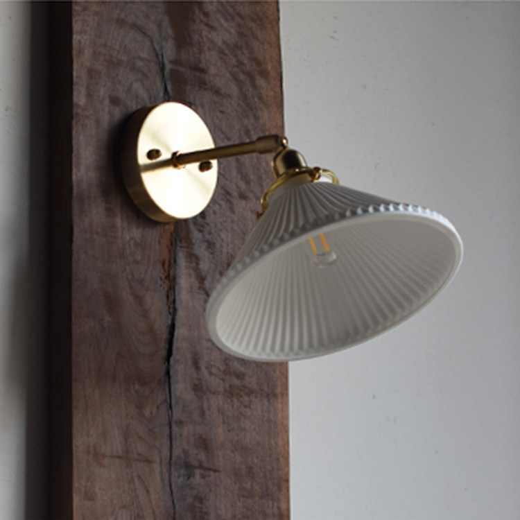 Nordic Minimalist Post Modern Day Style Headboard Creative Brass Ceramic Bedroom Aisle Mirror Front Wall Lamp Wall Lamp