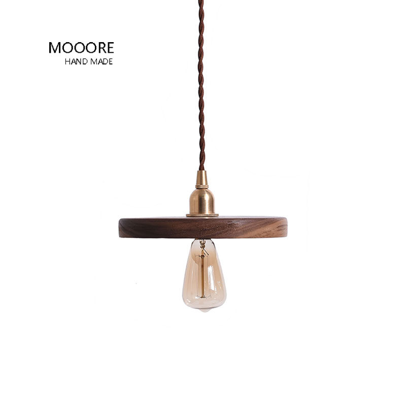 Solid wood chandelier Black walnut Nordic design Dining room Bar living room Simple modern Japanese retro tea room Household