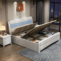 All wood bed 1 8 m 1 35 White 1 5 Small Apartment 1 2 modern minimalist children storage 0 9 single 1m