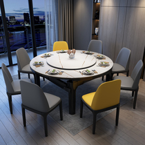 Light luxury modern simple small apartment folding telescopic square dual use all solid wood oak rock slab marble dining table and chair