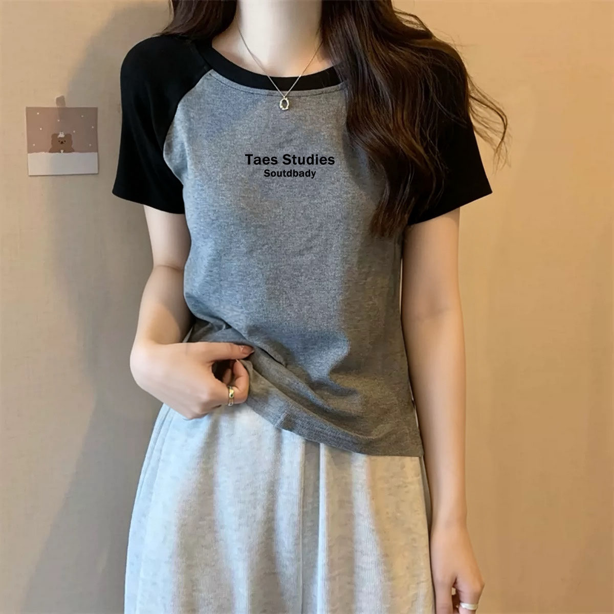 女士纯棉T恤女短袖2026新款夏季宽松设计感小众撞色别致上衣女装