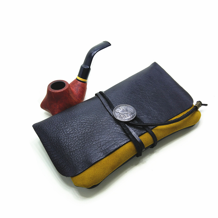 Handmade Portable Tobacco Bag Leather Portable Tobacco Bag Large-capacity Cigarette Case Bag Hand Rolled Tobacco Bag Contrast Color Soft Leather Storage Bag