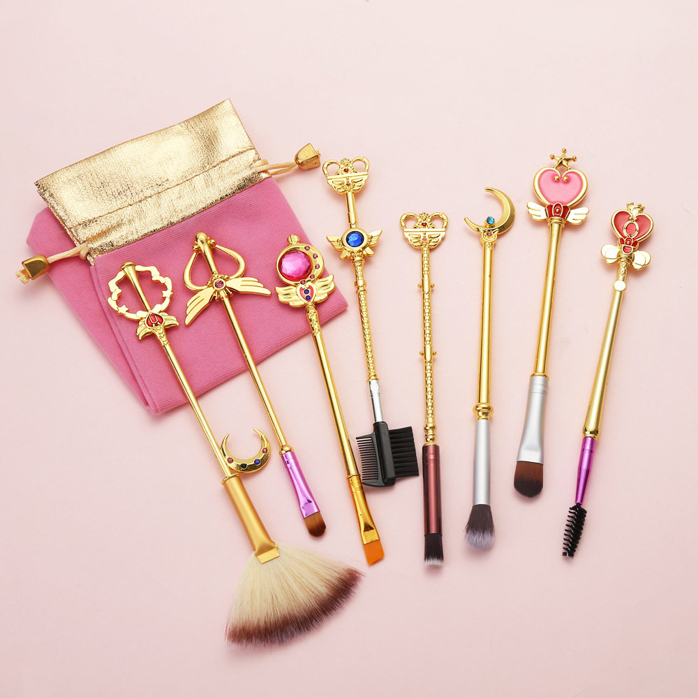8 Cartoon Beauty Less Female Warriors Makeup Brush Sets Birthday Present Teenage Girl Good Looking For A Cosmetic Eye Shadow of a Flawless Brush