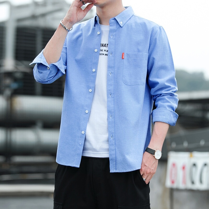 Paul Spring and Autumn New Men's Long Sleeve Shirt Hong Kong Style Loose Casual Versatile Fashion Solid Color Shirt Jacket Top Paul Spring and Autumn New Men's Long Sleeve Shirt Hong Kong Style Loose Casual Versatile Fashion Solid Color Shirt Jacket Top