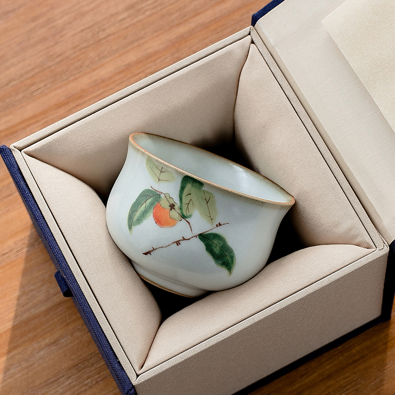 Moon White Ru Kiln Tea Cup Kung Fu Tasting Cup Master Cup Jingdezhen Ceramic Single Cup Home Ru Porcelain Open Sheet Personal Cup