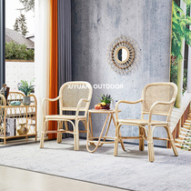 Rattan chair Natural rattan Balcony small table and chair Three-piece Nordic backrest Indoor household B & B courtyard combination rattan woven
