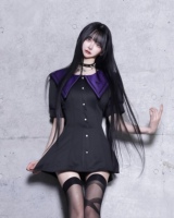 Nameless Japanese Single Amilige Tianleiya Culture Dark Mass Production Gothic Sailor Neck Dress Suit y2k