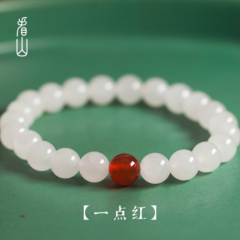 Look at the mountains) A little red) and Tian Bai jade Handstring Women South Red Manau Keeper Jewelry Ancient National Wind Hand Bracelet New