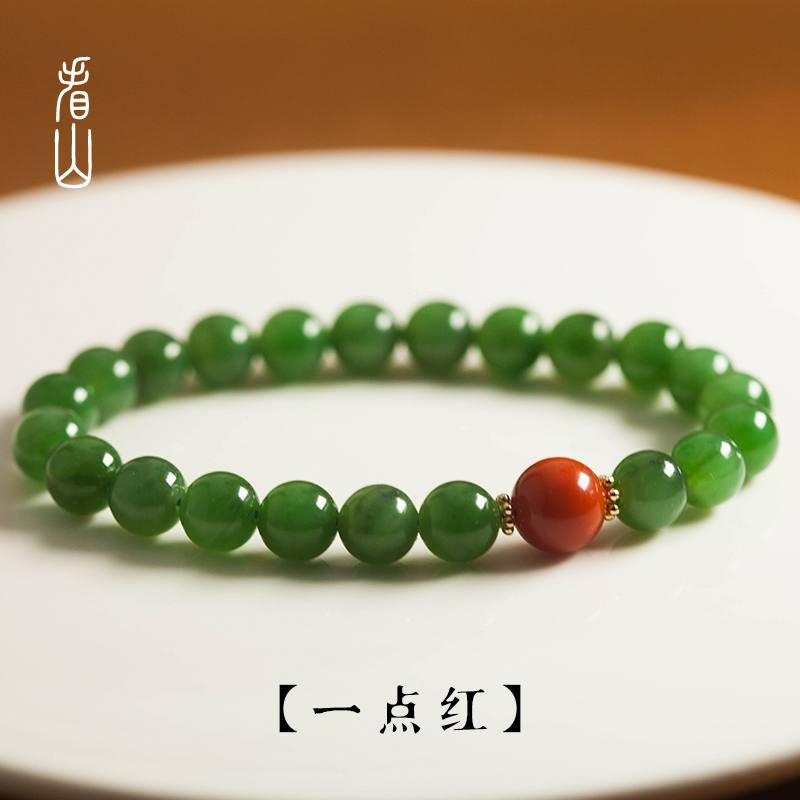 Looking at the mountains) a little red) and Tian Beyyu stone handstring female yang green emerald jewelery South Red Keeper Ancient National Wind Hand Bracelet