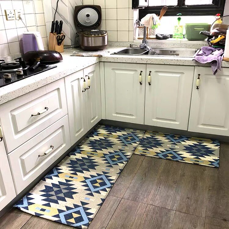Kitchen Ground Mat Footbed Strip cushions Anti-slip dust suction Anti-oil home Kitchen Mat Waterproof machine washable Dirty Carpet