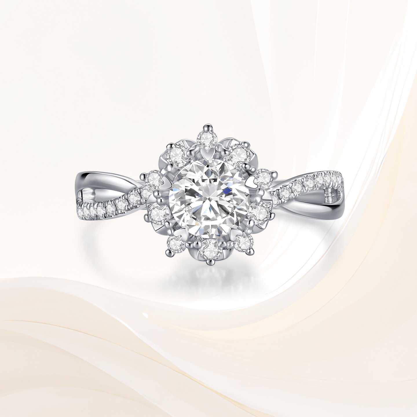 Кольцо Leo Star Diamond белое золото снежинка 0.5 карата