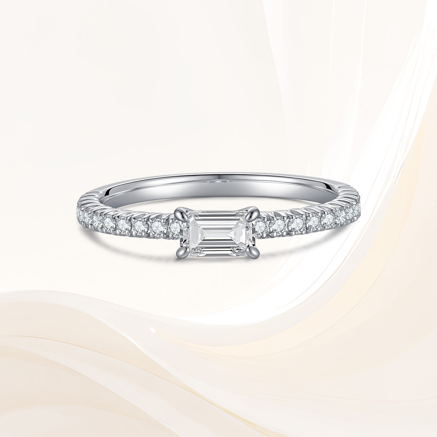 Кольцо Leo Star Diamond белое золото изумруд