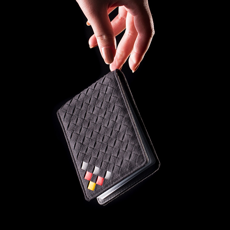 Fashion brand woven leather motor vehicle driver's license integrated leather cover men's driver's license clip This personality is ultra-thin