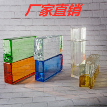 Custom solid glass brick frosted crystal brick square cube transparent night bar entrance partition wall through