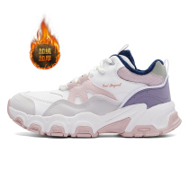 361 womens shoes plus hair sneakers 2021 winter new 361 degree high-top plus velvet cotton shoes casual dad shoes women