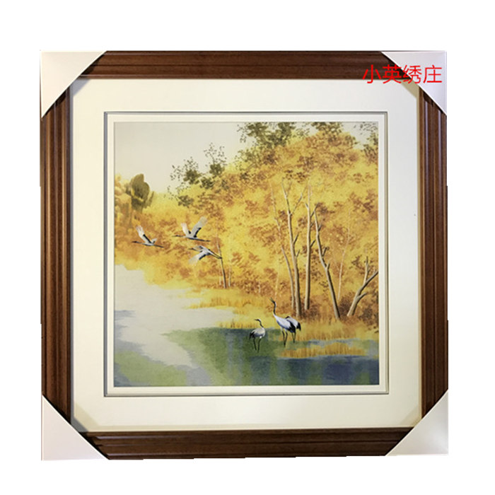 Pure handmade new boutique Suzhou embroidery painting Su embroidery finished hanging painting Entrance decorative painting 3535 birch forest