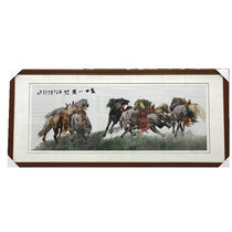 Pure handmade new boutique Suzhou embroidery painting Su embroidery finished hanging painting porch decorative painting 60160 Shengshi Bajun