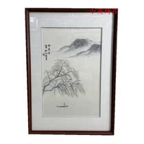 Pure handmade new boutique Suzhou embroidery painting Su embroidery finished product hanging painting Xuanguan decoration painting 4060 water ink landscape
