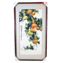 Pure handmade new boutique Suzhou embroidery painting Su embroidery finished hanging painting porch decorative painting 50100 Wufu Linmen