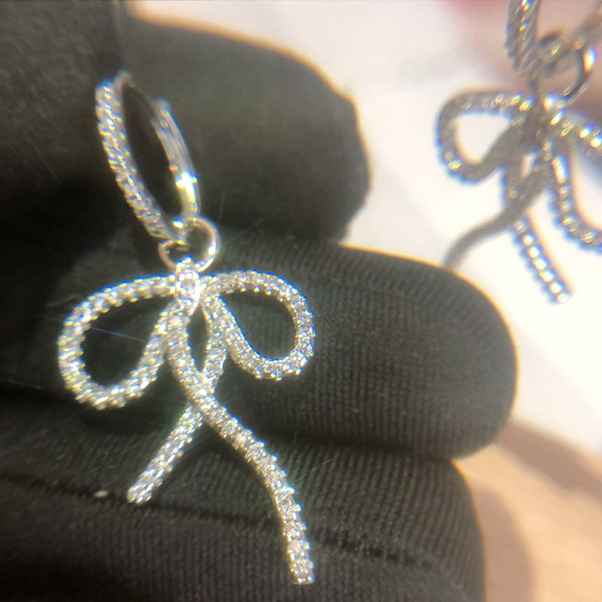 925 silver pin two wear full zirconium simple earrings earrings earrings