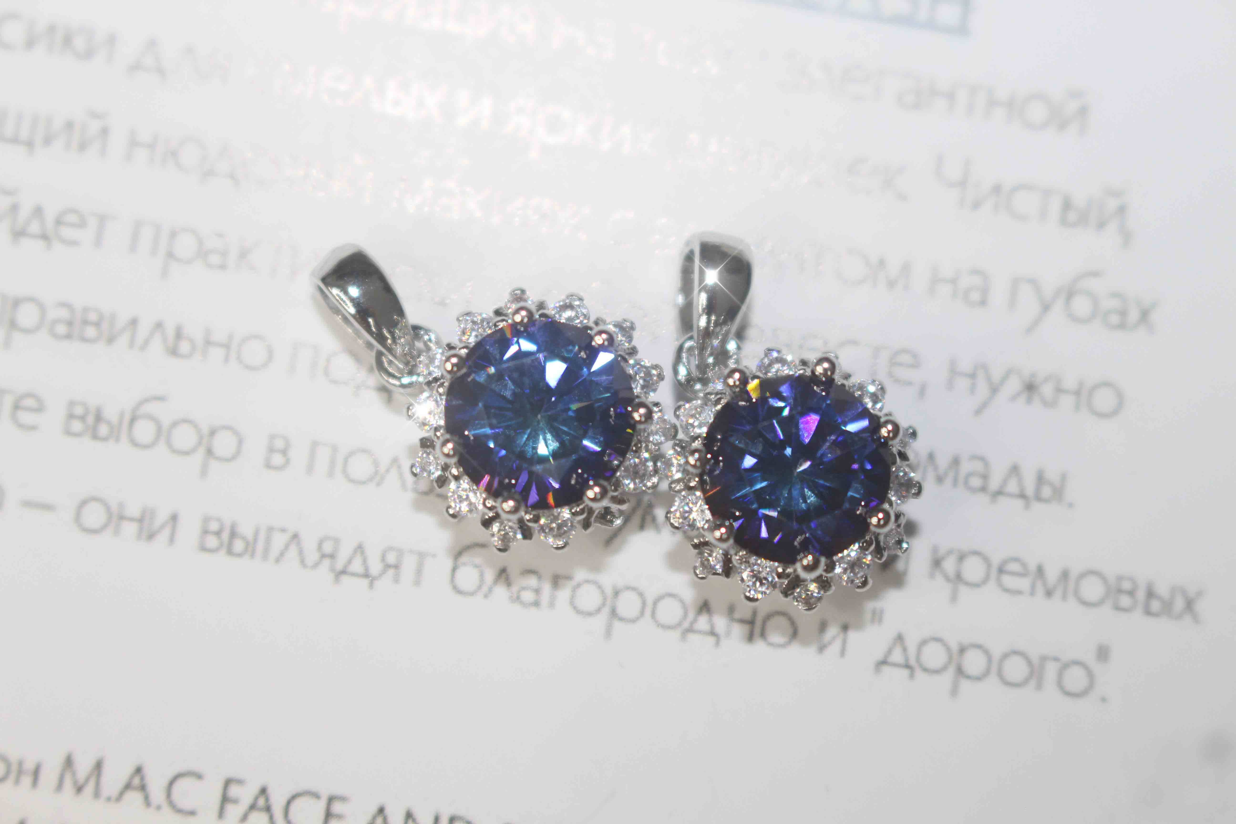 MarryHew Sunflower Imitation Tansambo Blue Beware Full Drill Delicate And Small Temperament Pendant S925 Silver Necklace