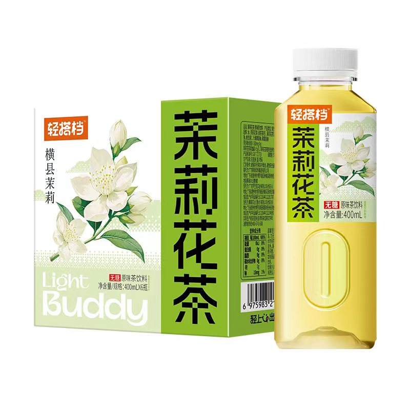 轻上轻搭档茉莉花茶无糖茶饮料400ml*6瓶纯茶绿茶饮料官方旗舰店