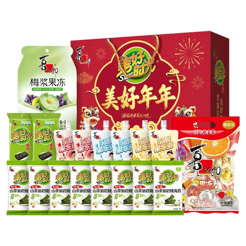 美好时光美好年年礼盒1664g/18袋果冻海苔儿童零食礼包中秋节送礼 秋儿童实拍商品图