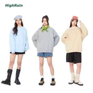 HIGH RAIN美式重磅圆领卫衣男女纯色简约款百搭情侣宽松长袖