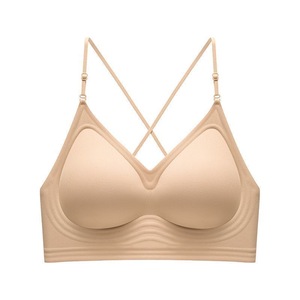挂脖吊带美背内衣女聚拢防下垂上托交叉露背粉底液隐形无痕文胸罩