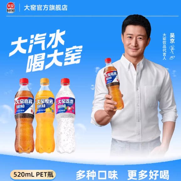 下拉！大窑旗舰店水果味汽水520ml*8瓶