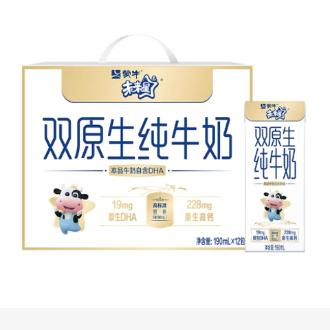 【百亿补贴】蒙牛未来星双原生儿童纯牛奶190ML×12盒高营养