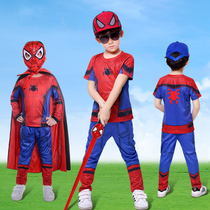 Spider-Man Clothes Summer Costume Ottman Pattern Suit Children Cos Costume Boy 61 Childrens Festival Performance Suit