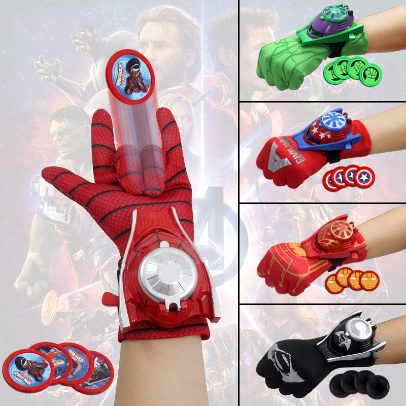 Children's Toy Plush Gloves Winter Steel Spider-Man Boy Ultraman Card Launcher Captain America Spring Sheet