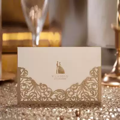 2021 European style Western champagne Golden invitations wedding invitation wedding creative wedding banquet print invitation