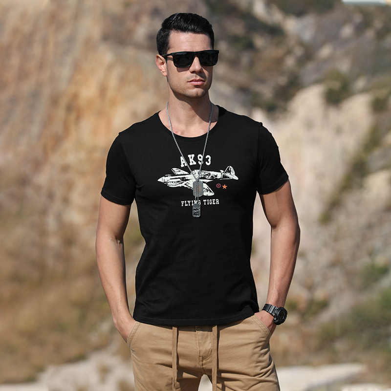 Special Offer Ak93 Elastic Summer Retro American World War Ii Bomber Military Theme Trendy Short-Sleeved T-Shirt for Men Special Offer Ak93 Elastic Summer Retro American World War Ii Bomber Military Theme Trendy Short-Sleeved T-Shirt for Men