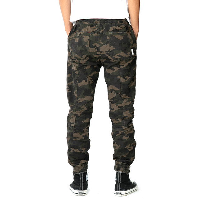 Special offer men's elastic waist casual pants ins zipper camouflage pants trendy brand slim fit overalls men's trousers