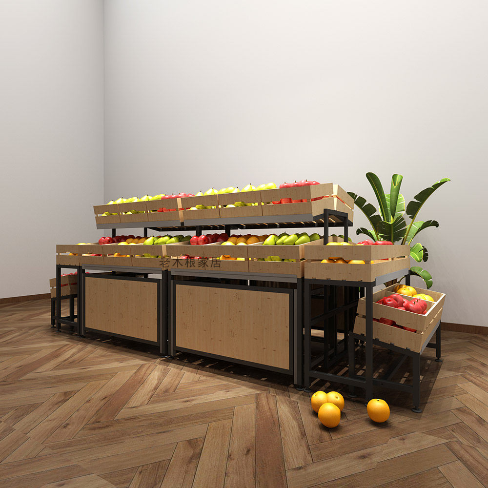 Fruit Shelving Fresh Show Shelf Steel Wood Fruit And Vegetable Shelf Supermarket New Products Vegetable Exhibition Shelf Removable multilayer Xu 's