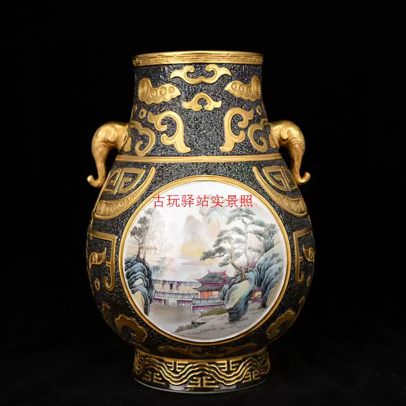 古玩古瓷器收藏大清乾隆年制木纹墨彩棱形笔筒-淘宝Taobao | 天猫Tmall