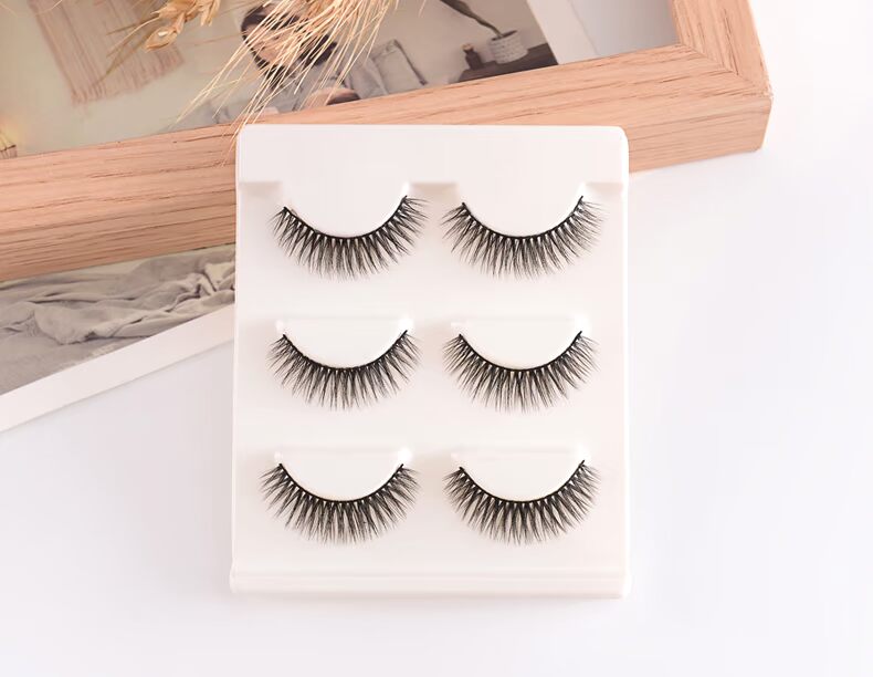 3D giả lông mi tự nhiên thực tế trang điểm nude dày ba cặp mô phỏng khuôn mặt đơn giản gel kích mí mắt
