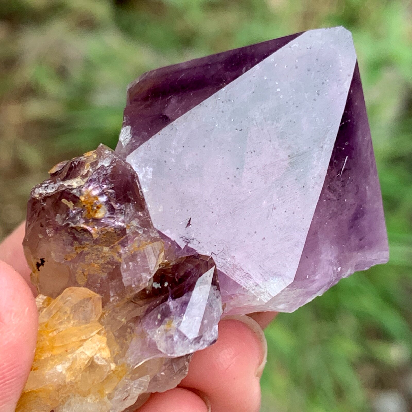 South Africa hexagonal amethyst with good color natural mineral crystal specimen ornament original stone geological teaching science