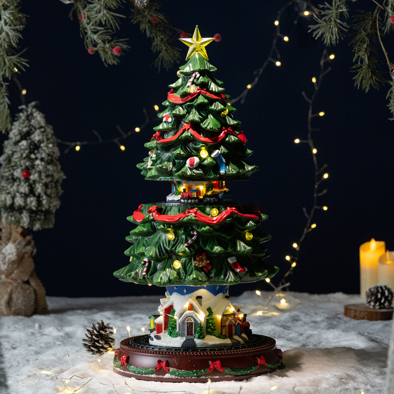 Winter Christmas Decoration Glowing Christmas Tree Music Box Rotating Train Music Box Scenic Town Atmosphere Gift Winter Christmas Decoration Glowing Christmas Tree Music Box Rotating Train Music Box Scenic Town Atmosphere Gift
